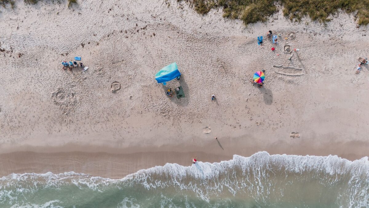 Fort Pierce beach from above, on the Treasure Coast a few miles north of Port St. Lucie.